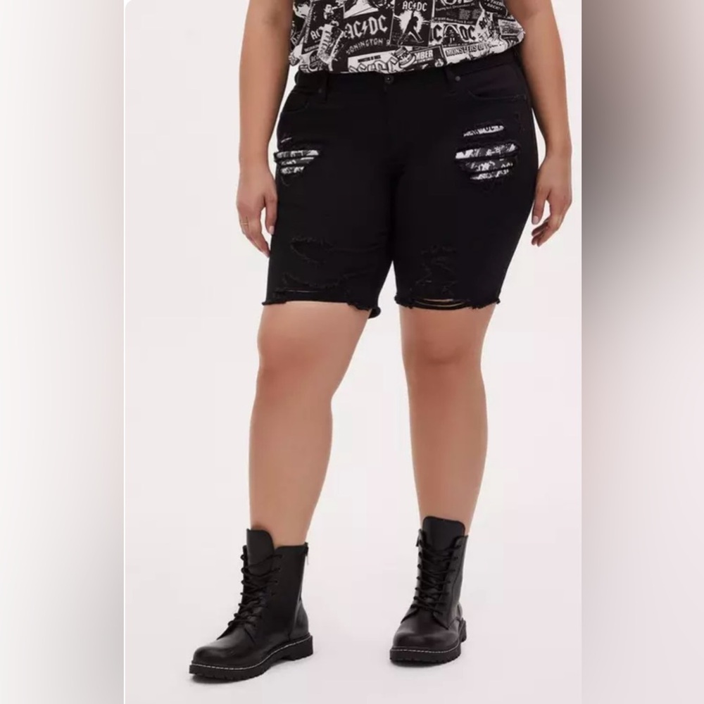 Torrid Black AC/DC Bermuda Shorts